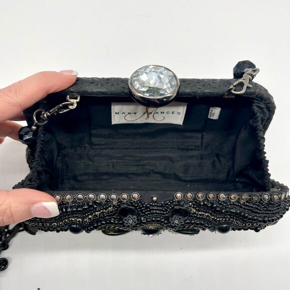 Mary Frances Sublime Black Beaded & Jeweled Embellished Clutch - Picture 12 of 12